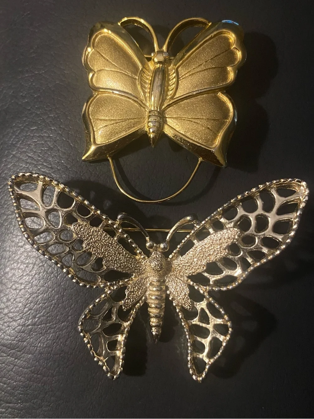 Lot of 2 Vintage Butterfly Brooch Gold Tone Torino & Silver Tone Sarah Coventry